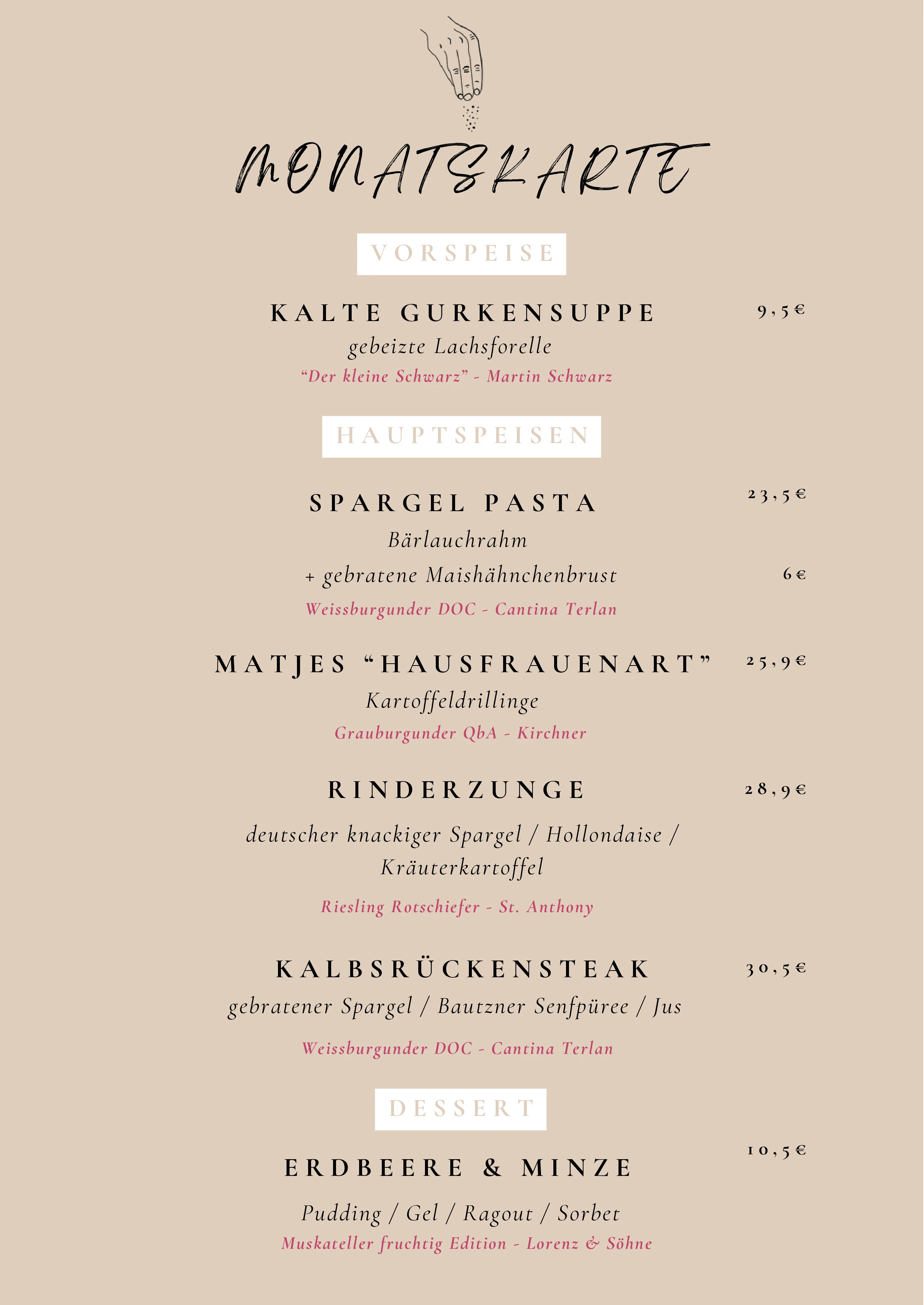 Monatsspeisekarte
